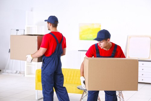 Students using storage space in Canningtown for boxes and luggage