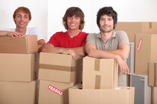 Packed boxes and suitcases stored safely for university term breaks